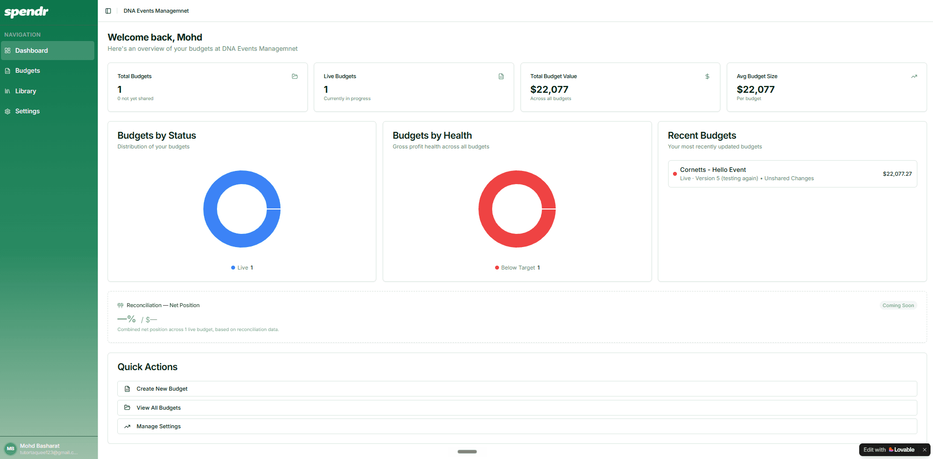 Budget Management Tool