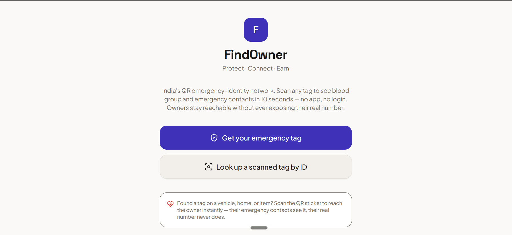 FindOwner — QR Emergency Identity Platform